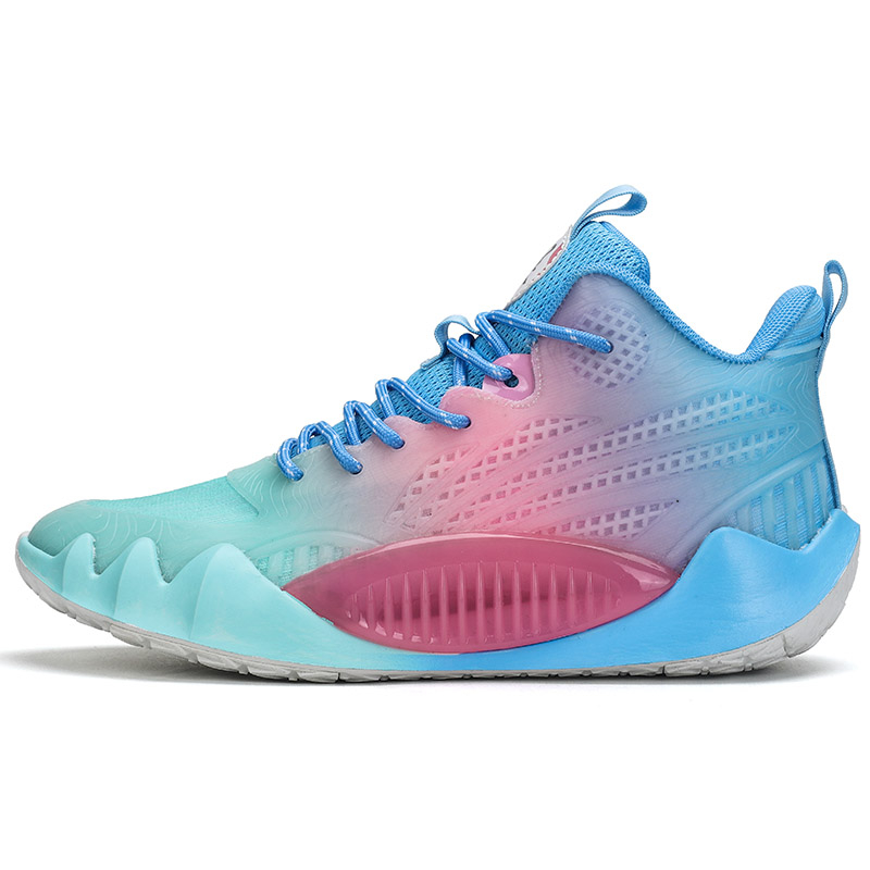 High quality cushioned rebound basketball shoes men friction sound breathable flexible wear-resistant soft luminous sports shoes