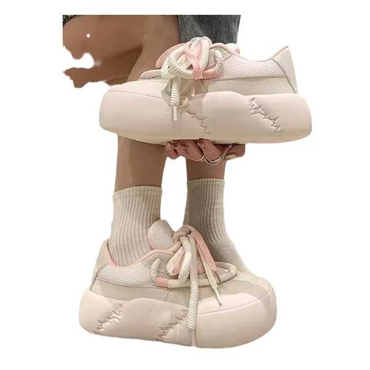 2024 Spring New Korean-Style Small White Shoes for Women Gradual Change Thick-Soled Sports Casual Shoes for Short Stature GirlsLX241015