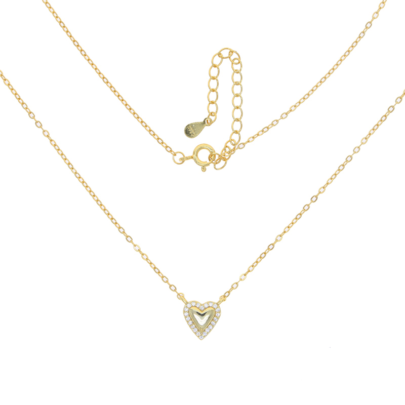 Sterg Sier Heart Pendant Necklace: Cubic Zirconia, Micro Pave, Trendy Jewelry for Women