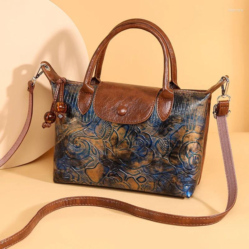 2025 NEW Drawstring Brand Oil Wax Leather Large Capacity Shoulder Crossbody Bags Handbag High Quality Women Sac A Main zhanyishengli
