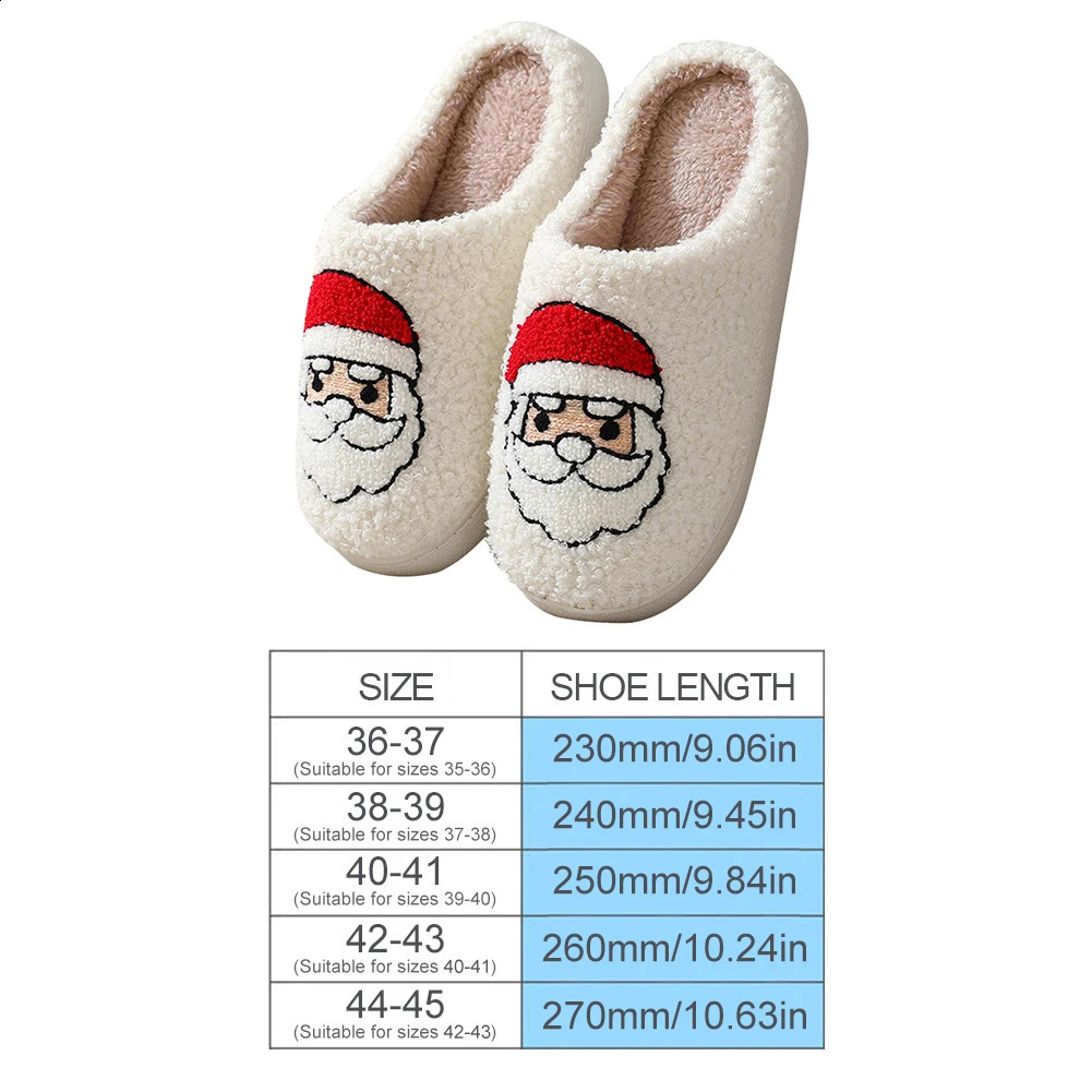 Santa Claus Fluffy Fur Slippers Cozy Plush Closed Toe Slippers Cartoon Plush Slip-on House Shoes Cute for Winter Indoor 241010