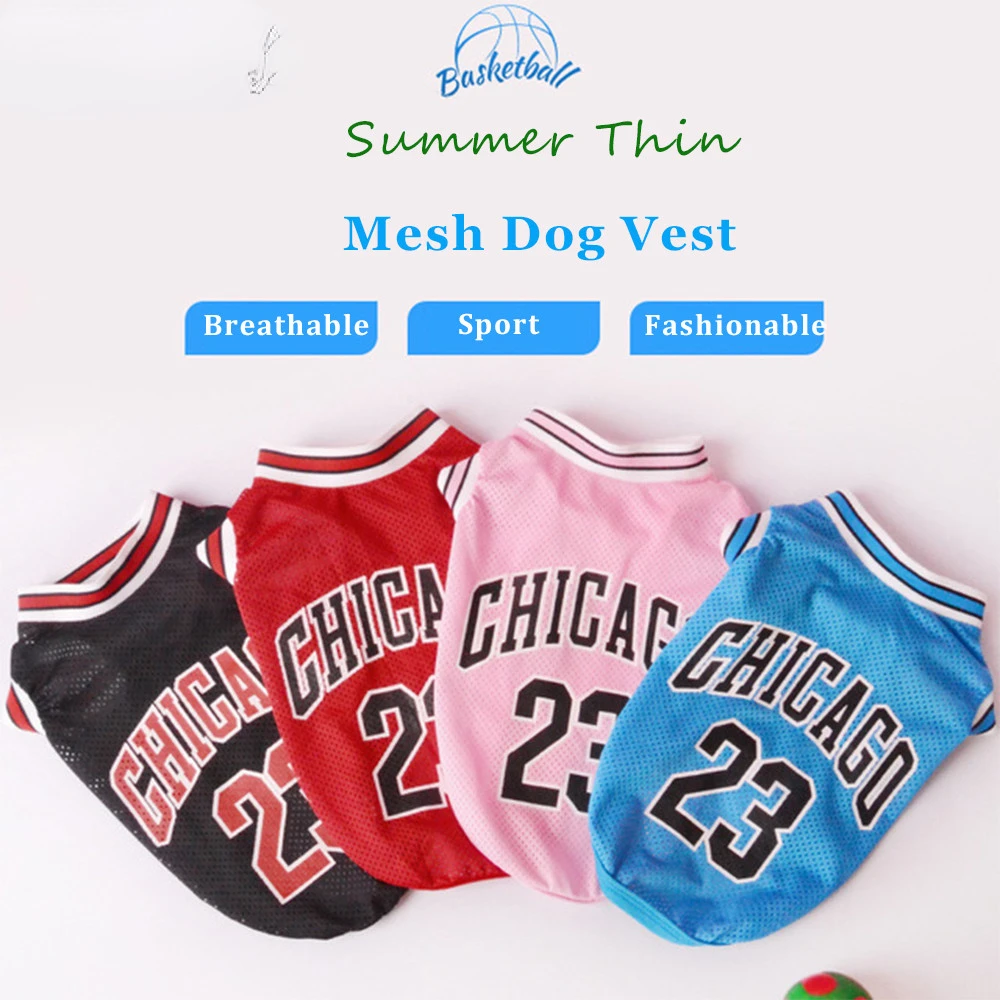 Mesh Breathable Dog Clothes Vest Schnauzer Teddy Sport Large Dog Pet Cat Shirts Jersey Basketball Clothing Puppy T-Shirts Summer
