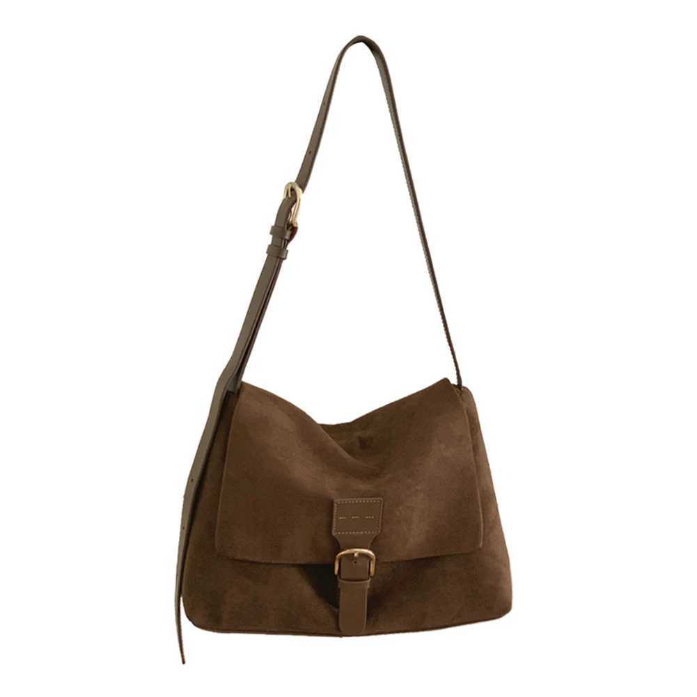 Ladies Faux Suede Shoulder Bag Large Capacity Chic Hobo Solid Color Stylish Crossbody Adjustable Strap Outdoor Travel 241015