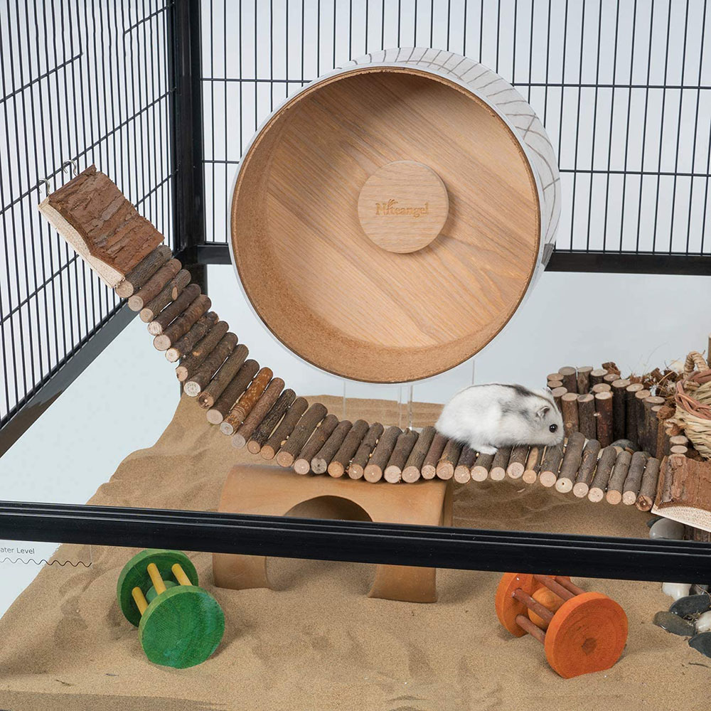Small Pet Training Wooden Toys Hamster Wooden Ladder Fence 2 in 1 Bird Ladder Chinchilla Natural Landscaping Supplies