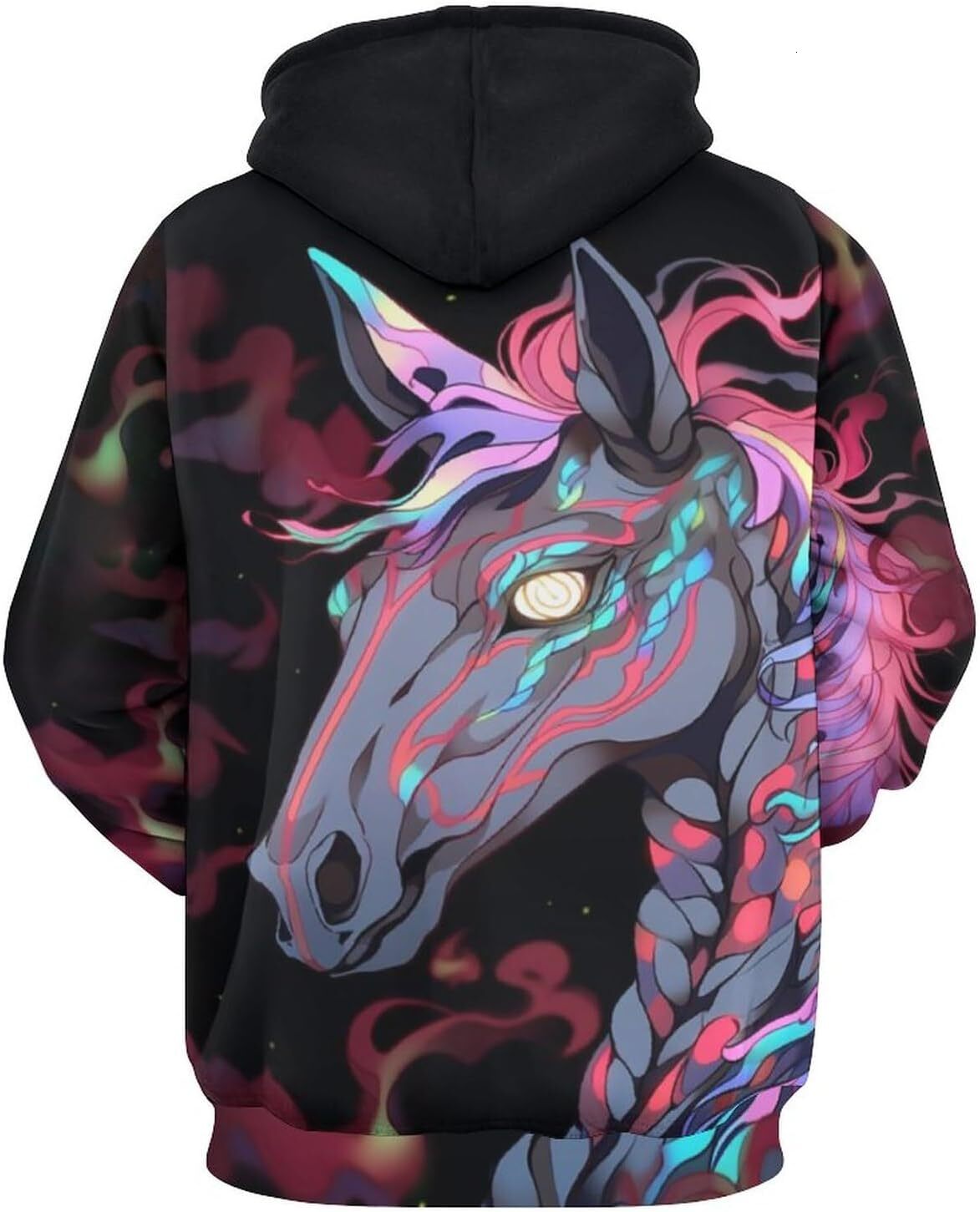 Hoodie for Mens Womens Rainbow Tie Dyed Horse Hoodie cool 3D Art Printing Animal Lover Pullover Hoodie Graphic Fashionable and Warm