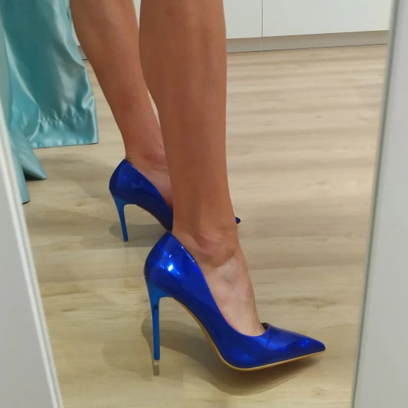 Women Fetish 10.5cm High Heels Pumps Wedding Bridal Stiletto Wedding Bridal Heels Lady Scarpins Office Party Green Blue Shoes 241030