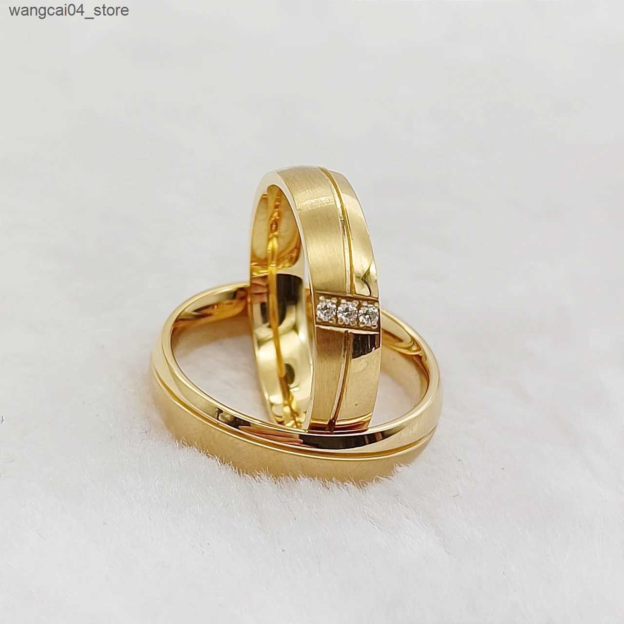 Couple Rings 2-piece 18k gold-plated wedding ring set suitable for couples in surgical stainless steel fashion jewelry alliance L240910