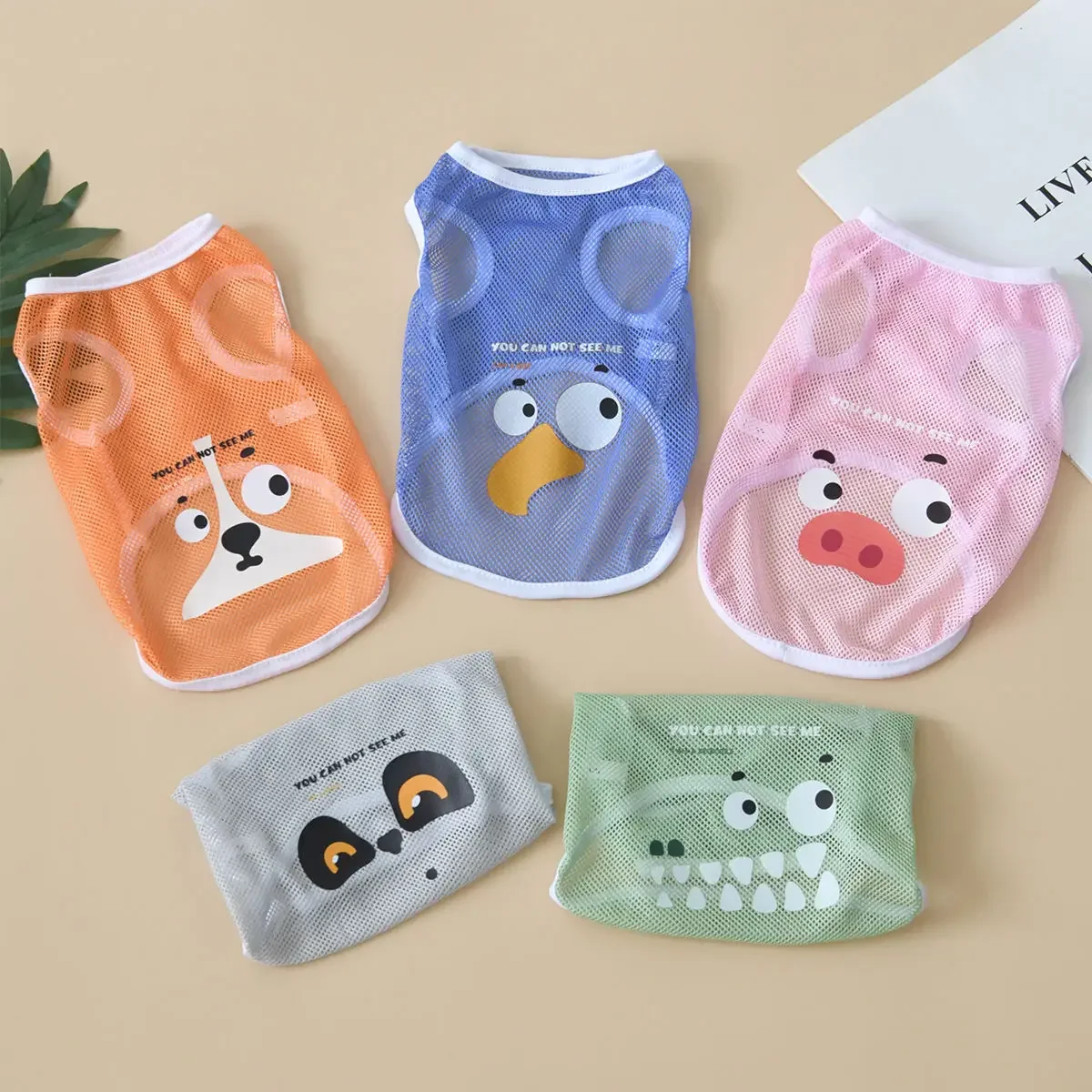 Pet Dog Clothes Summer Cool Mesh Dog Vest Bichon Frise Corgi Teddy Thin Breathable Cartoon Print Vest XS-6XL Puppy Cat T Shirt