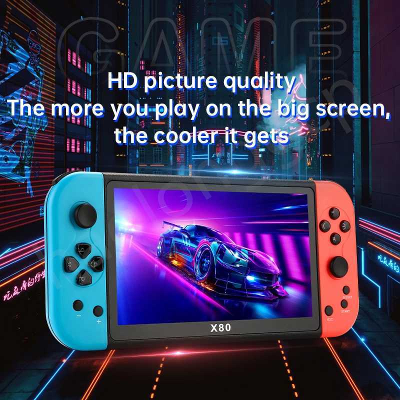 Newest X80 Portable Game Console 7 inch Screen Handheld Game Player Quad Core 16GB 10000 Free Games For PS/MAME HD TV Out Z241015