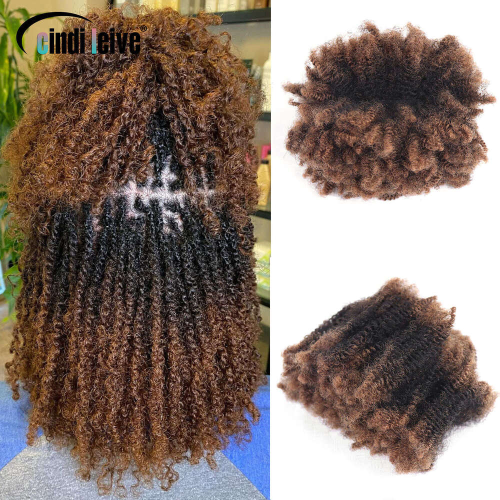 Ombre Brown Afro Kinky Curly Bulk Human #30-#1-#30 Crochet Braiding Hair Extensions Loc For Braids No Weft