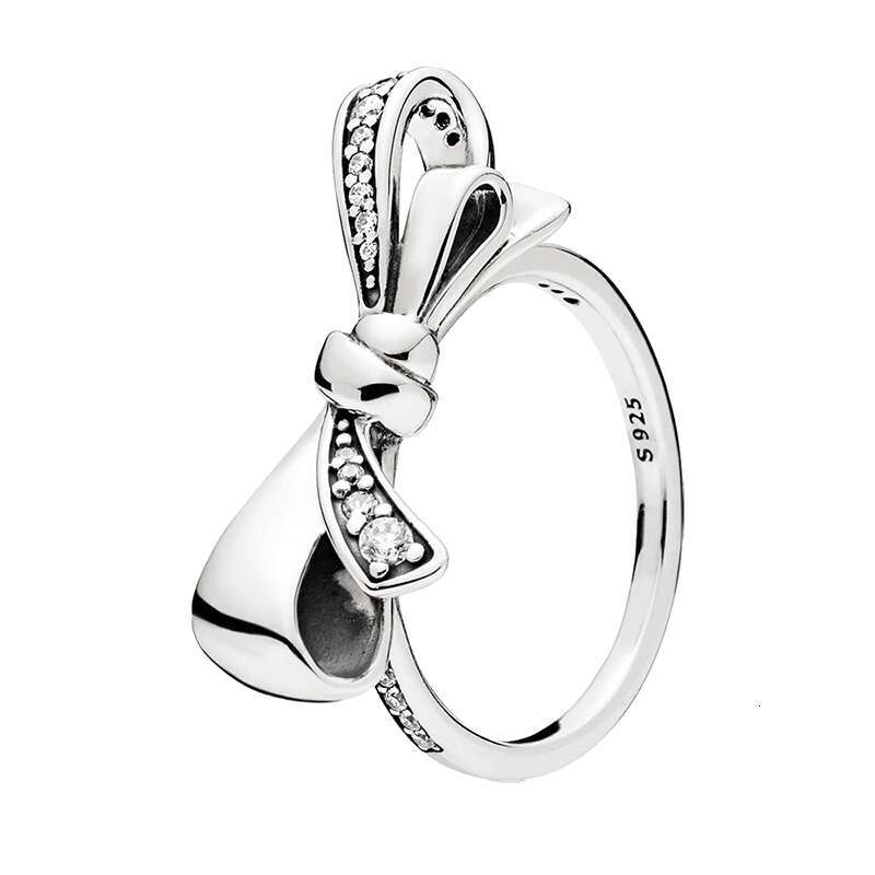 New 925 Sterling Silver Sparkling Wishbone Angel Wing Bow Mom Heart Clear Zircon CZ Tiara Rings For Women Anniversar Wedding Jewelry Designer Ring Gif