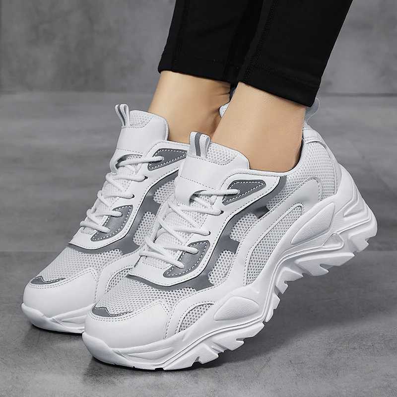 20219 Large Cross Border Reflective Belt Fashion Lightweight Thick Sole Heightened Dad Shoes Womens SneakersLX241015