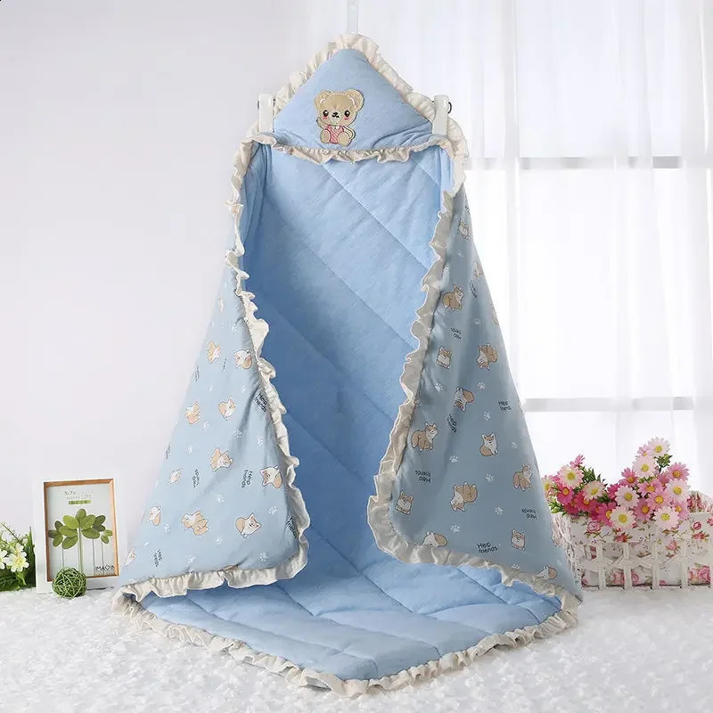 born Cotton Blanket Winter Warm Embroidery Baby Swaddling Cartoon Envelope Wrap Blankets Boys Girls Bed Quilt 241014c