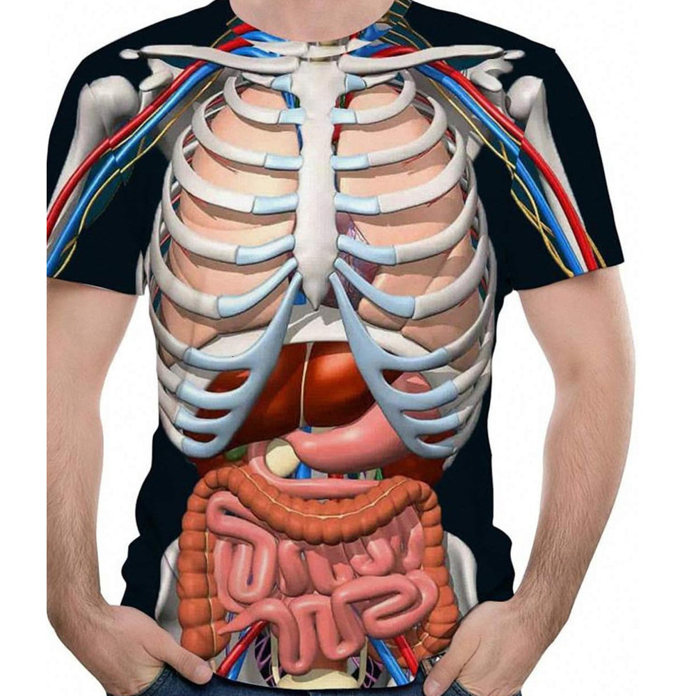 Mens T shirt Halloween T-Shirt Body Anatomy Internal Organ 3D Print T-Shirt Crewneck Short Sleeve Funny Top shirts tshirt graphic tee Casual tops summ