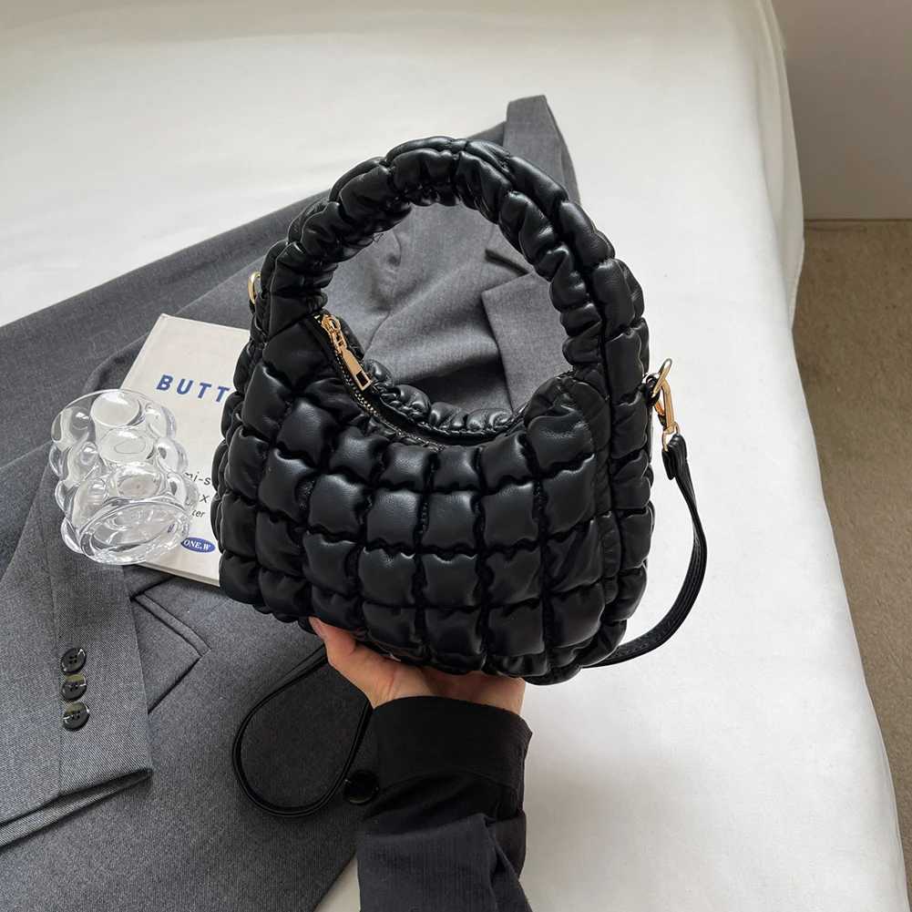 Ladies Pu Puffer Tote Bag Quilted Large Capacity Fashion Shoulder Solid Color Trendy Handbag Padding Purse 241015