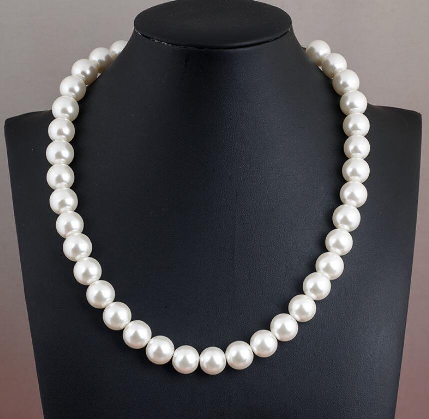 Pearl necklace Women's glass imitation pearl white round pearl jewelry cheongsam accessories collarbone chain choker