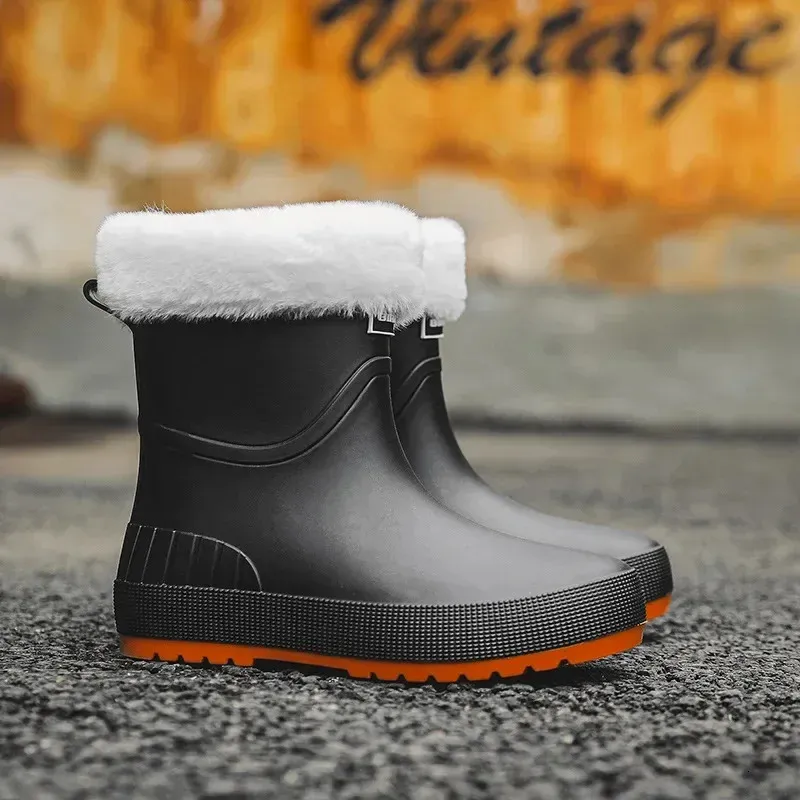 Women Designer Slip-on High Quality Water Waterproof Shoes Womens Rubber plush Rain boot Garden Galoshes Non-Slip Boots 240606 241118