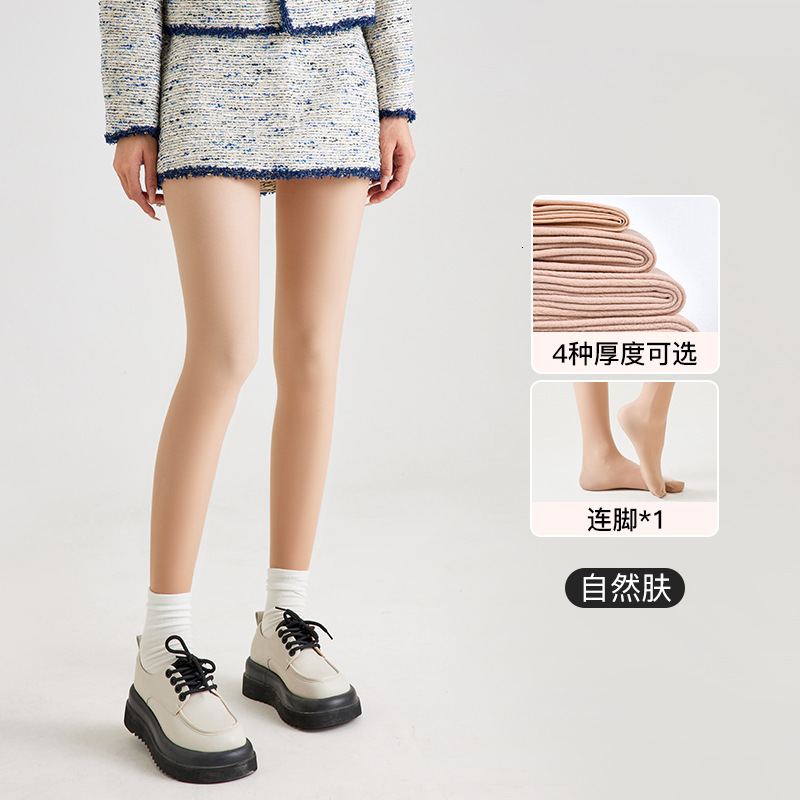 2025 new designer winter double layer bare leg artifact women s tight pants flesh color anti hook long tube fashion socks with thick velvet nude panty