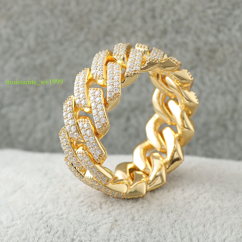 7Carat jewelry sier 8mm/10mm vvs moissanite stones cuban k ring for women/ men with all plating