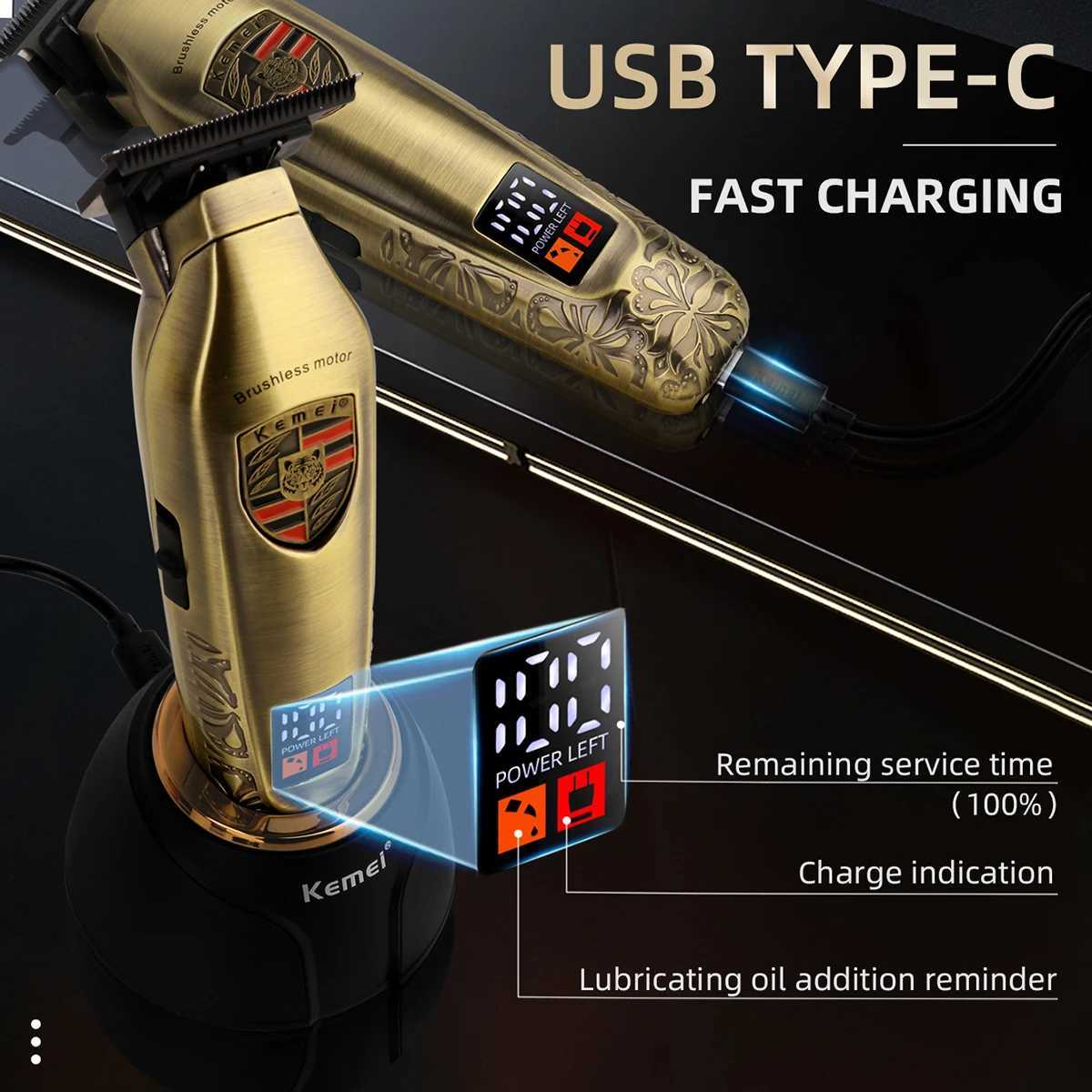 Kemei 7800 RPM Hair Clipper Professional Hair Trimmer Cordless Haircut Machine Electric Hair Cutting Machine Trimmer for MenXJ241015