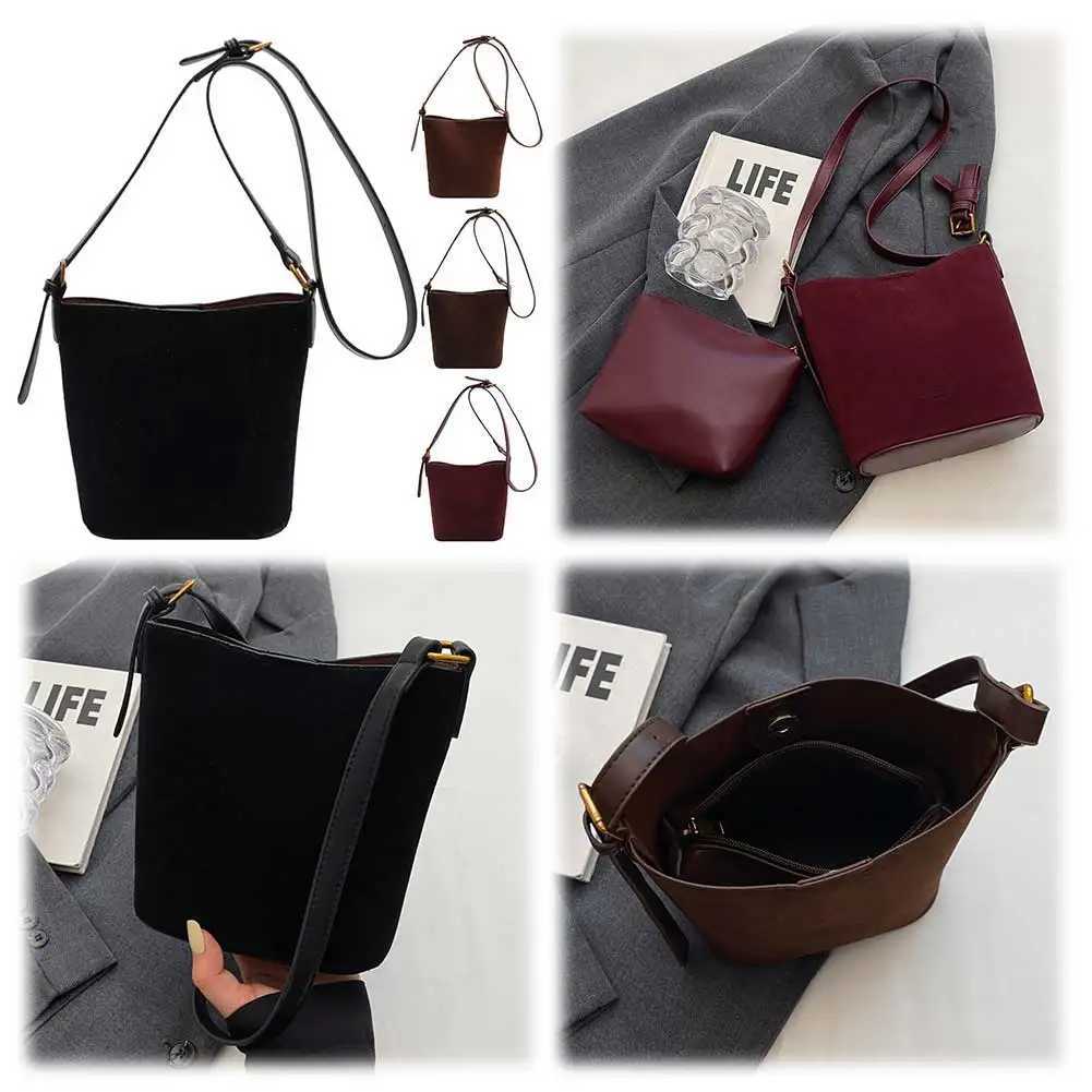 Ladies Fashion Crossbody Bag Large Capacity Portable Bucket Casual Leather Vintage Satchel 241015