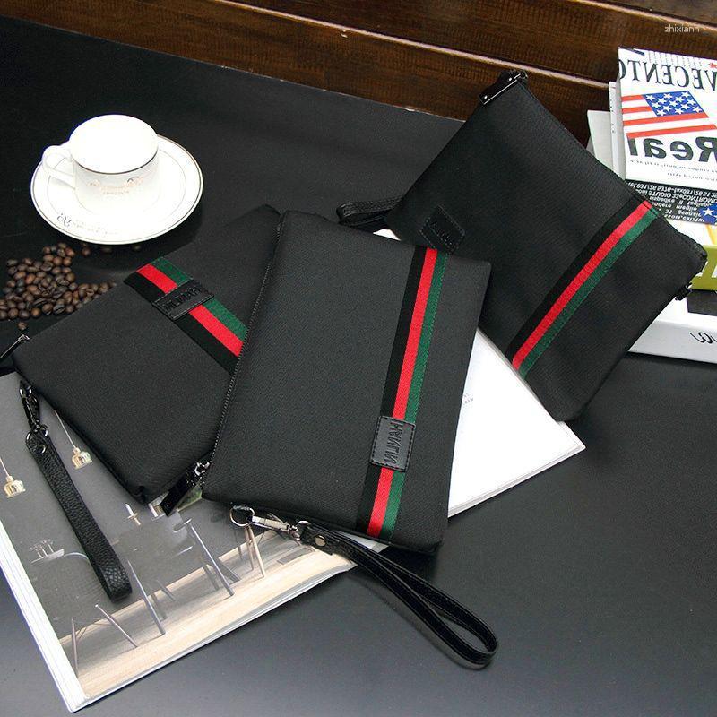 Clutch Bags Canvas Handbag Striped Contrast Color Men's Lightweight Commuter Casual Long Wallet Unisex Fashion d56b