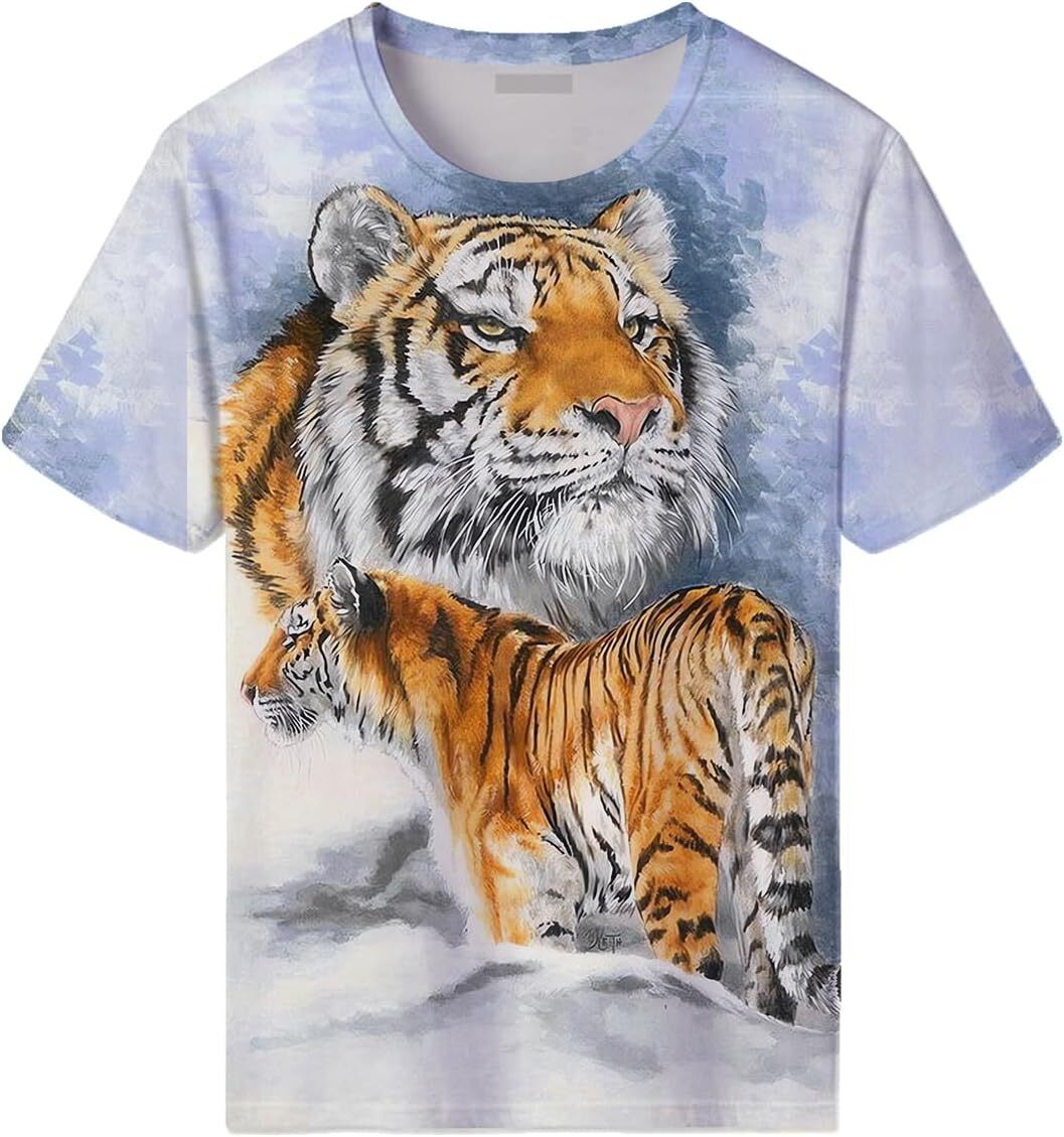 Mens T shirt Tiger Graphic T-Shirt Summer Fashion Tee Top Shirt for Men's tee Casual tops summer clothes Trendy Fashion