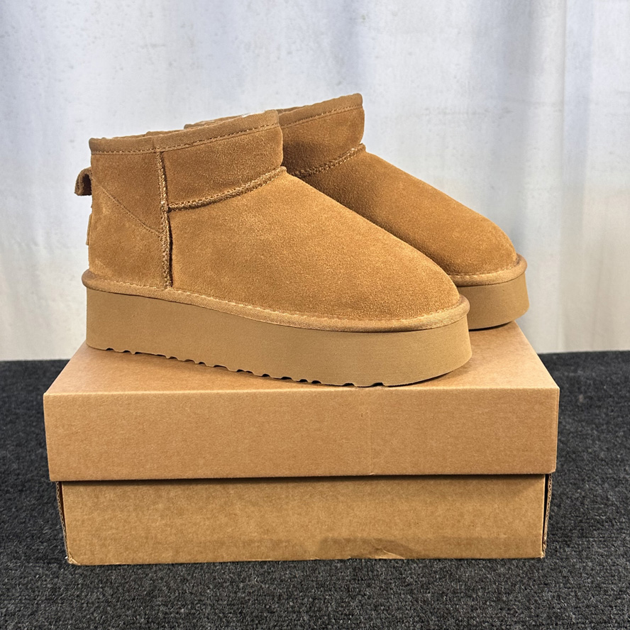10A Tasman Slippers Tazz mustard seed Chestnut Fur Slides Sheepskin Classic Ultra Mini Platform Boot Winter Women Men Slip-on Shoes Suede Upper Wool Fall Boots