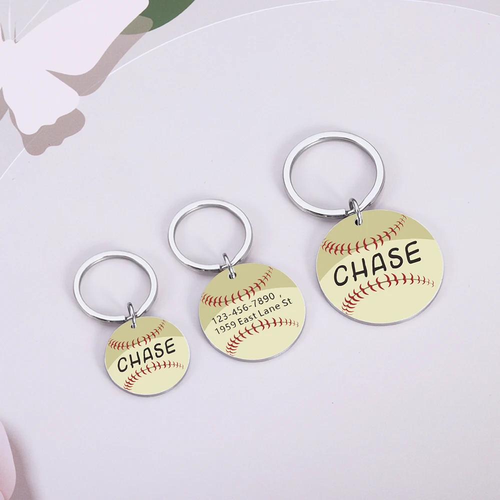 Customized Dog Collar Tag Baseball Pendant for Dog Medal Stainless Steel Personalized Name Number Kitten Puppy Accessories
