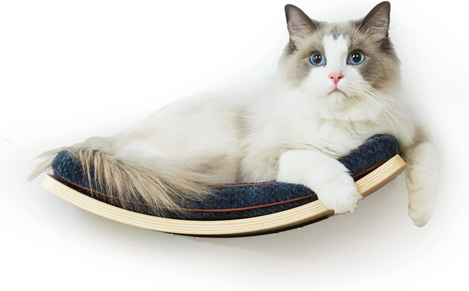 Home wooden cat rack wall - mounted curved cat hammock