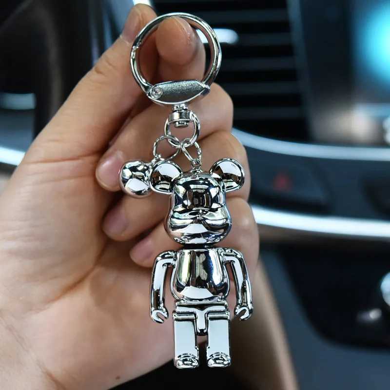 Keychains Lanyards Action Block Bear PVC Model DIY Keychain Painting Doll Toy H241015