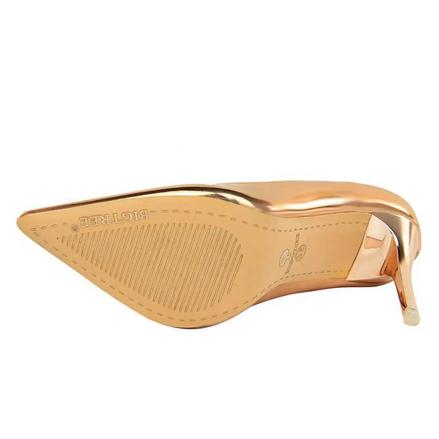 Womens Mteallic Brze Leather Pump 7.5cm 10.5cm High Heels Womens Stiletto High Heels Middle Boots Wedding Bridal Gold Sier Activity ShoesXJ250319