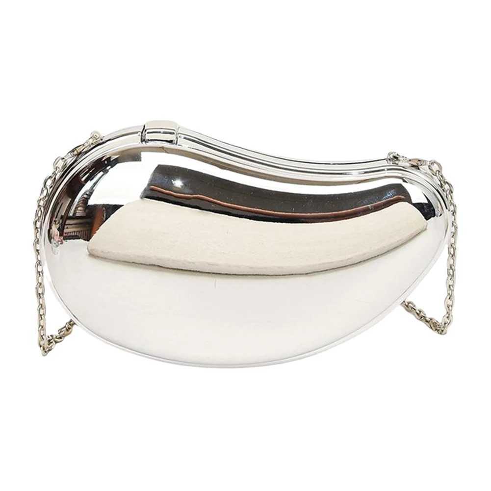 Ladies Sparkly Acrylic Clutch Purse Chain Shape Shoulder Bag Metallic Evening for Party Prom 241015