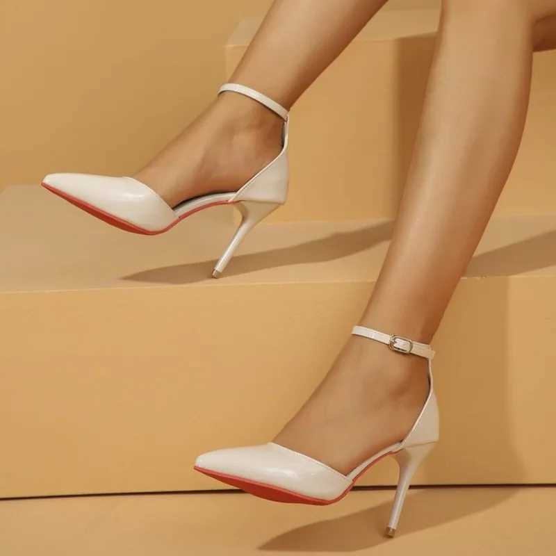 2024 Womens Ankle Strap Stiletto Dress Sandals New Buckle Strap PU Thin Boots Fashion Office Work Womens Shoes Y241014