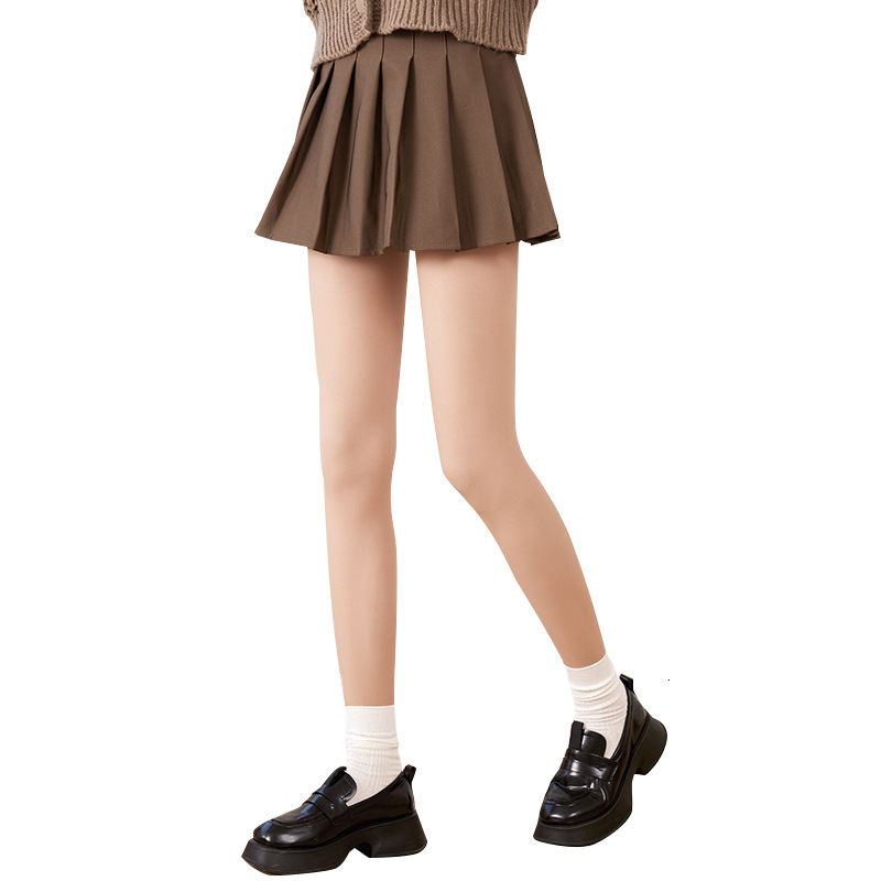2025 new designer winter double layer bare leg artifact women s tight pants flesh color anti hook long tube fashion socks with thick velvet nude panty