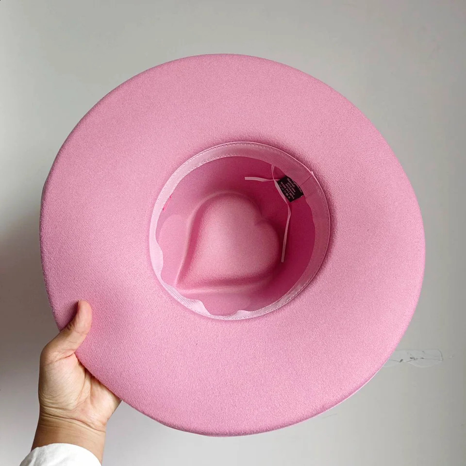 Fedora Womens Mens Hat Big brim Panama Jazz Hat Heart Top Classic Gentleman Hat sombrero hombre chapeau homme 241014