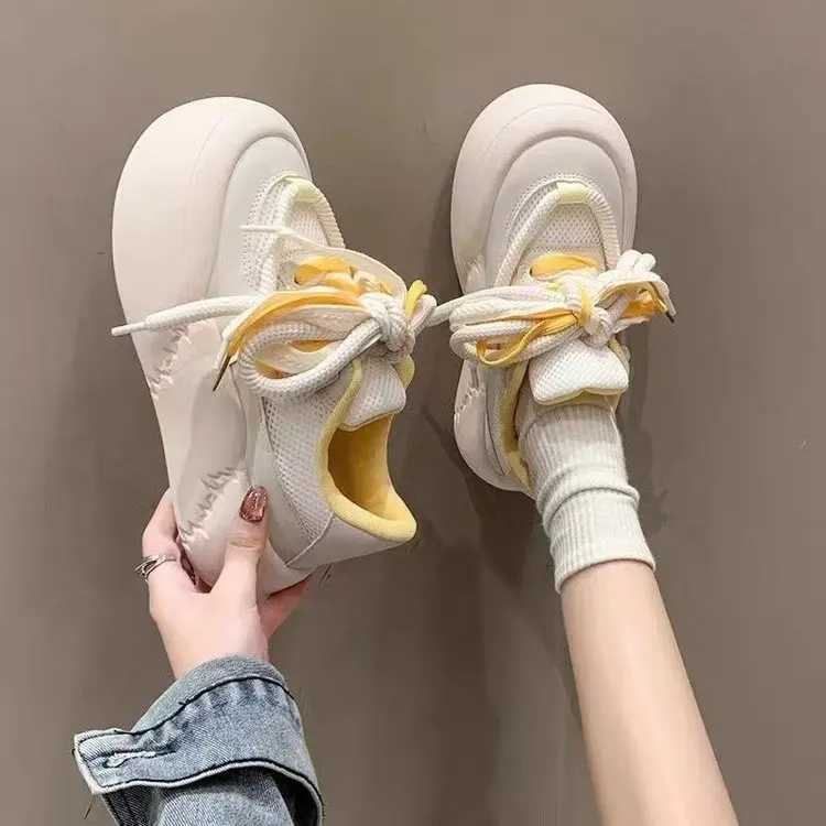 2024 Spring New Korean-Style Small White Shoes for Women Gradual Change Thick-Soled Sports Casual Shoes for Short Stature GirlsLX241015