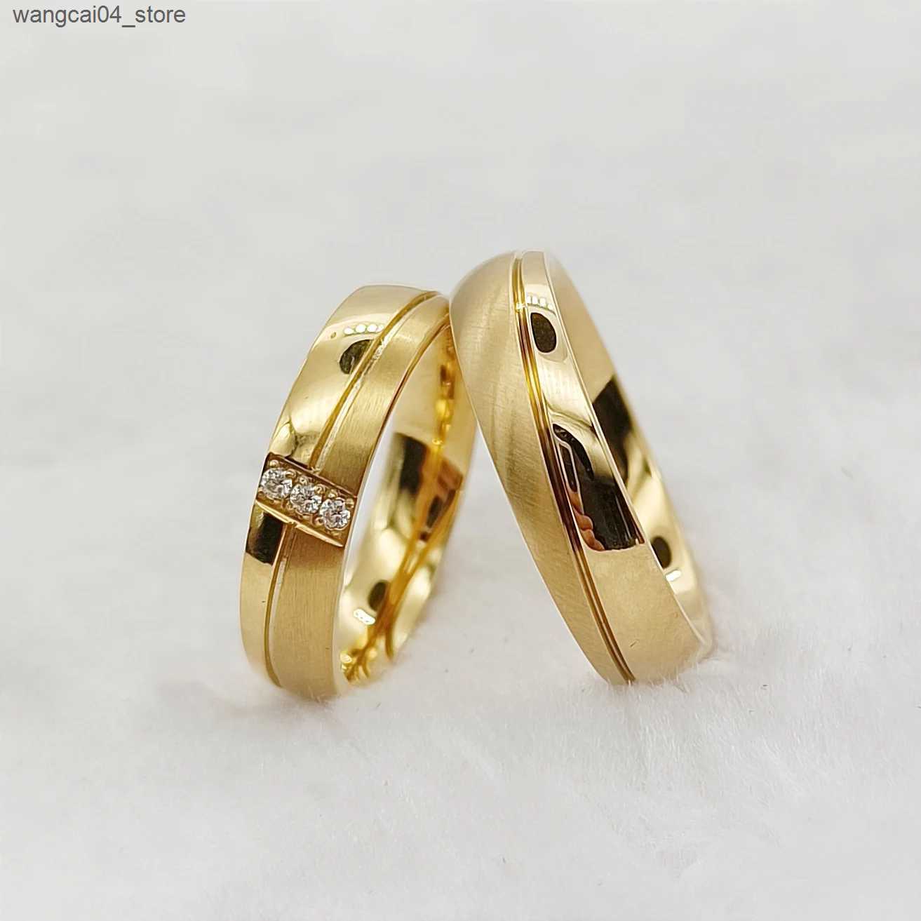 Couple Rings 2-piece 18k gold-plated wedding ring set suitable for couples in surgical stainless steel fashion jewelry alliance L240910