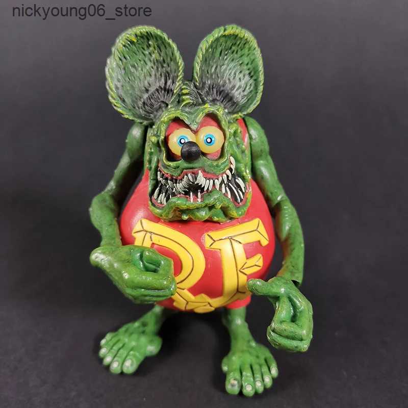 Cartoon Figures 12cm 5Style Rat Fink Action Figures Joints Movable Ed Roth Ratfink Mouse PVC Collectible Model Childrens Toy Gift L240910