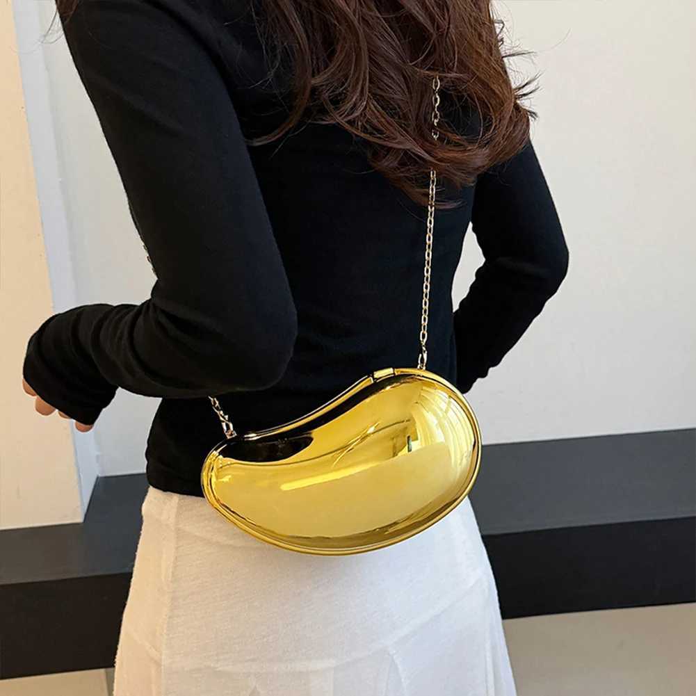 Ladies Sparkly Acrylic Clutch Purse Chain Shape Shoulder Bag Metallic Evening for Party Prom 241015