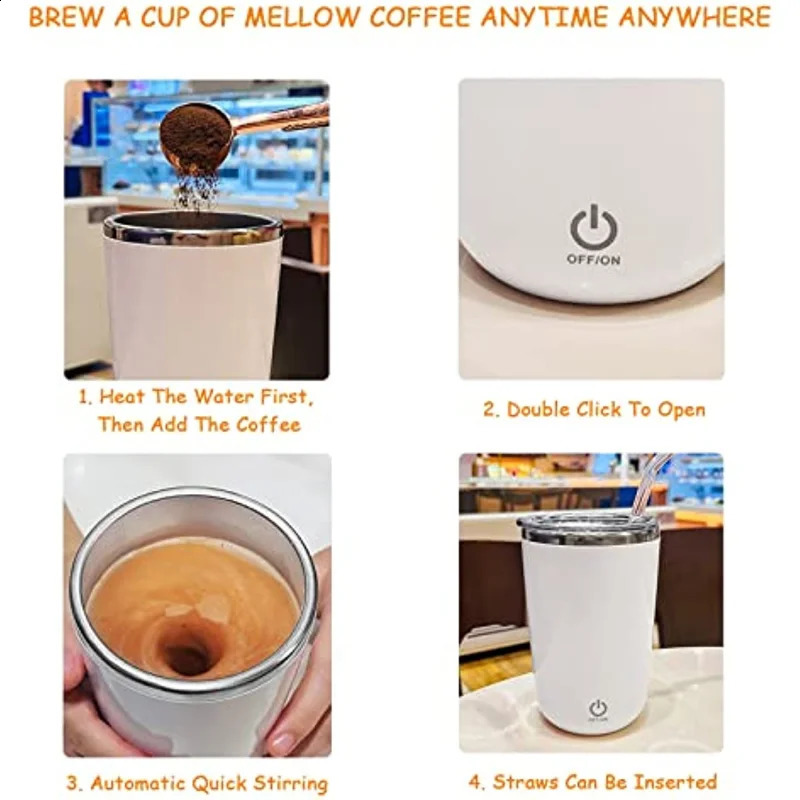 USB Rechargeable Automatic Self Stirring Magnetic Mug Stainless Steel Coffee Milk Mixing Cup Blender Smart Mixer Water Bottle 241015
