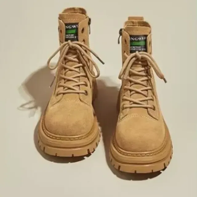 Martin Women's Boots 2024 New Winter Style Mid-High Work Ankle Boots Yellow Thick Bottom Short Polyester Ing Eva Insole