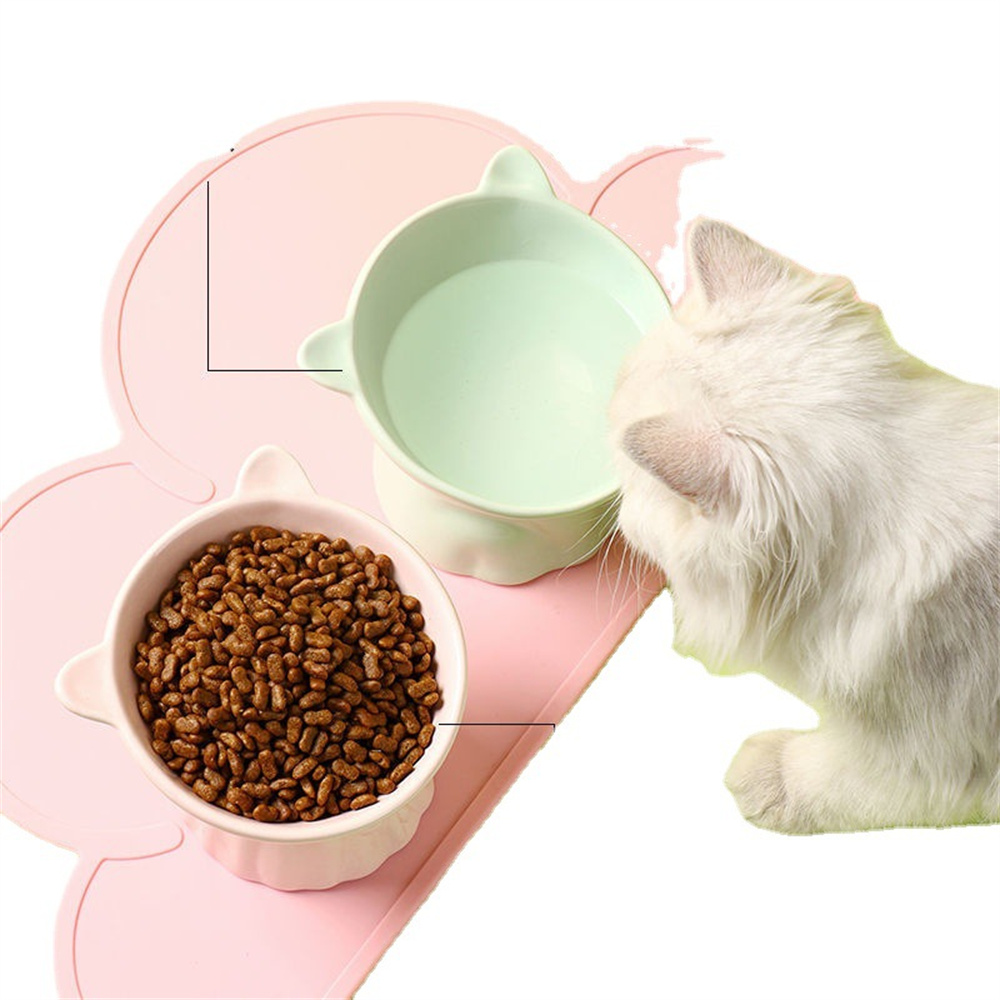 Cat Nordic Style Food Water Bowl Pet Animal Ceramic Eating Dishes High Foot Candy Color Puppy Kitten Matte Bowls Dog Accessories
