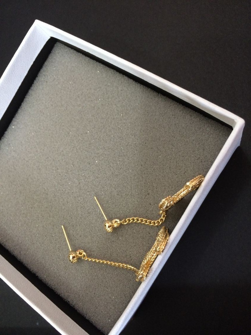 Classic Fashion dangle Earrings Gold drop chain earring for women party wedding engagement lovers gift jewelry with flannel bag