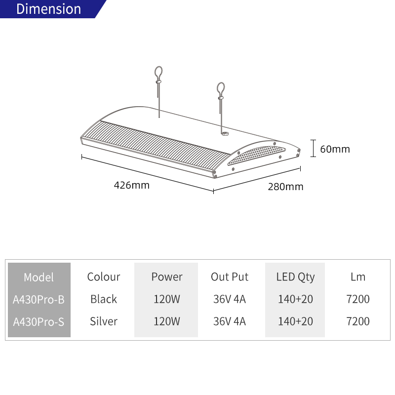 WEEK AQUA Hot sale A430Pro 120W LED RGB+UV full spectrum electroless dimming aquarium light aquariums accessories