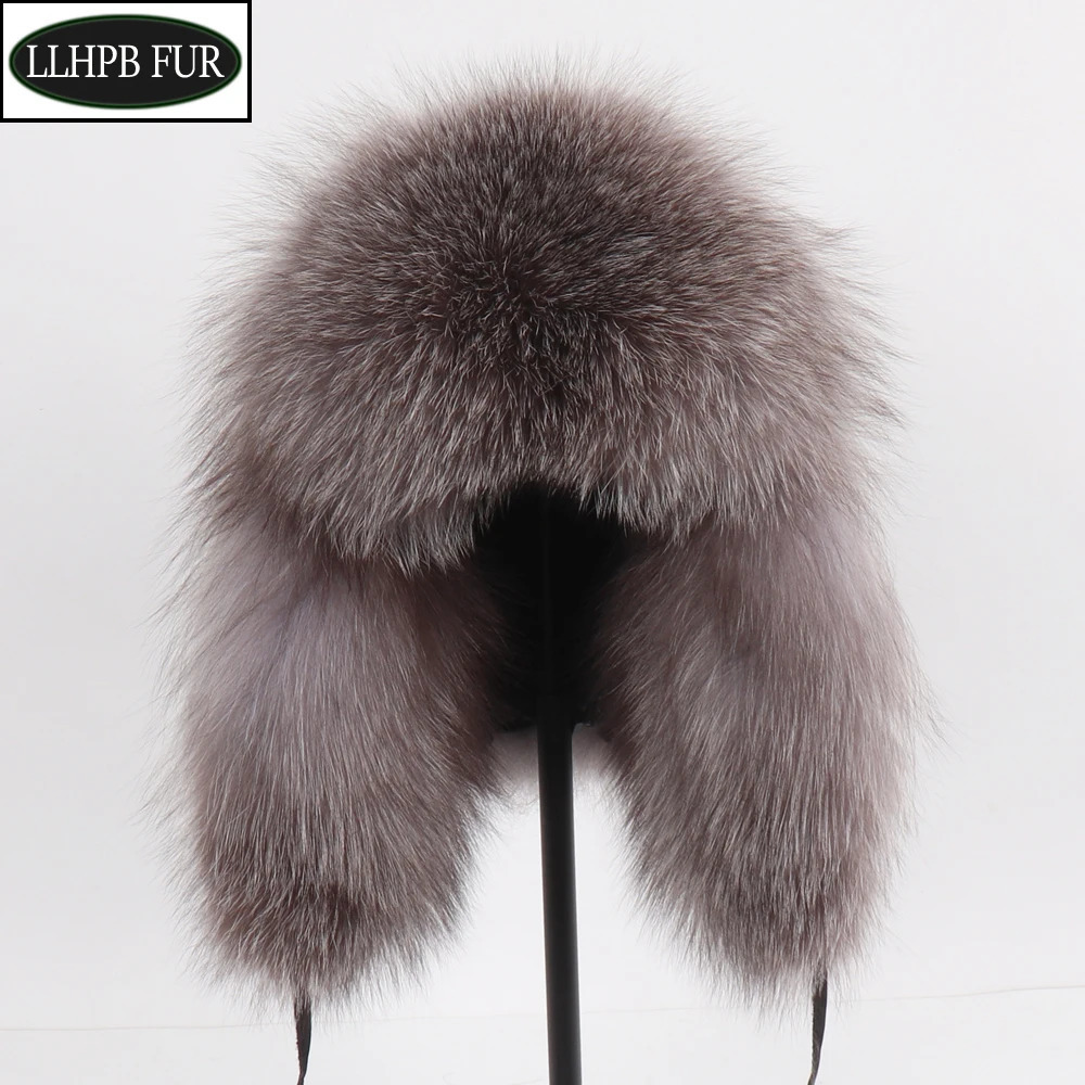 2024 Outdoor Women Natural Fox Fur Russian Ushanka Hats Winter Thick Warm Ears Fashion Bomber Hat Lady Genuine Real Fox Fur Cap 241014