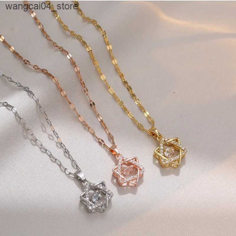 Pendant Necklaces Je Magen Star of David Sterling Necklace Women Moved Crystal Israel Judaica Hebrew Jewelry Stainless Steel Hanukkah Pendants L240910 - view 3