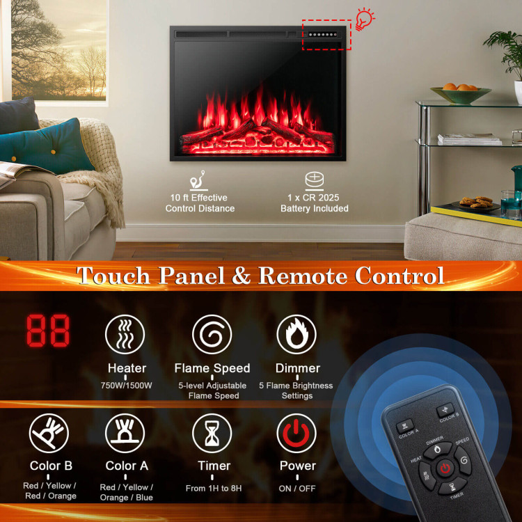 Adjustable Electric Flame Fireplace Insert for Walls - 34/37 inch Size