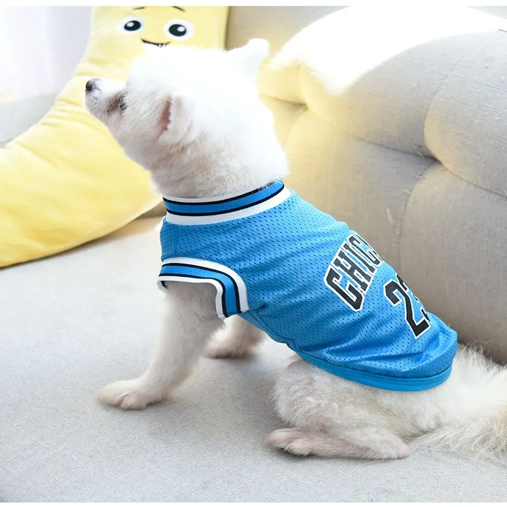 Mesh Breathable Dog Clothes Vest Schnauzer Teddy Sport Large Dog Pet Cat Shirts Jersey Basketball Clothing Puppy T-Shirts Summer