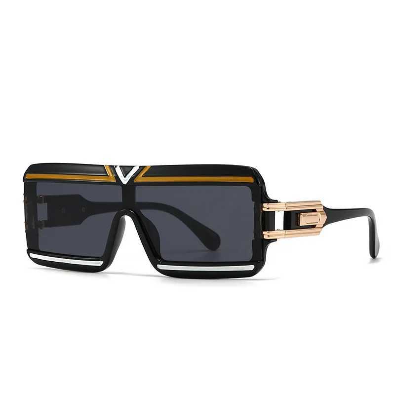 New modern retro flat top large frame mens sunglasses INS style street photography big brand ink women W241015